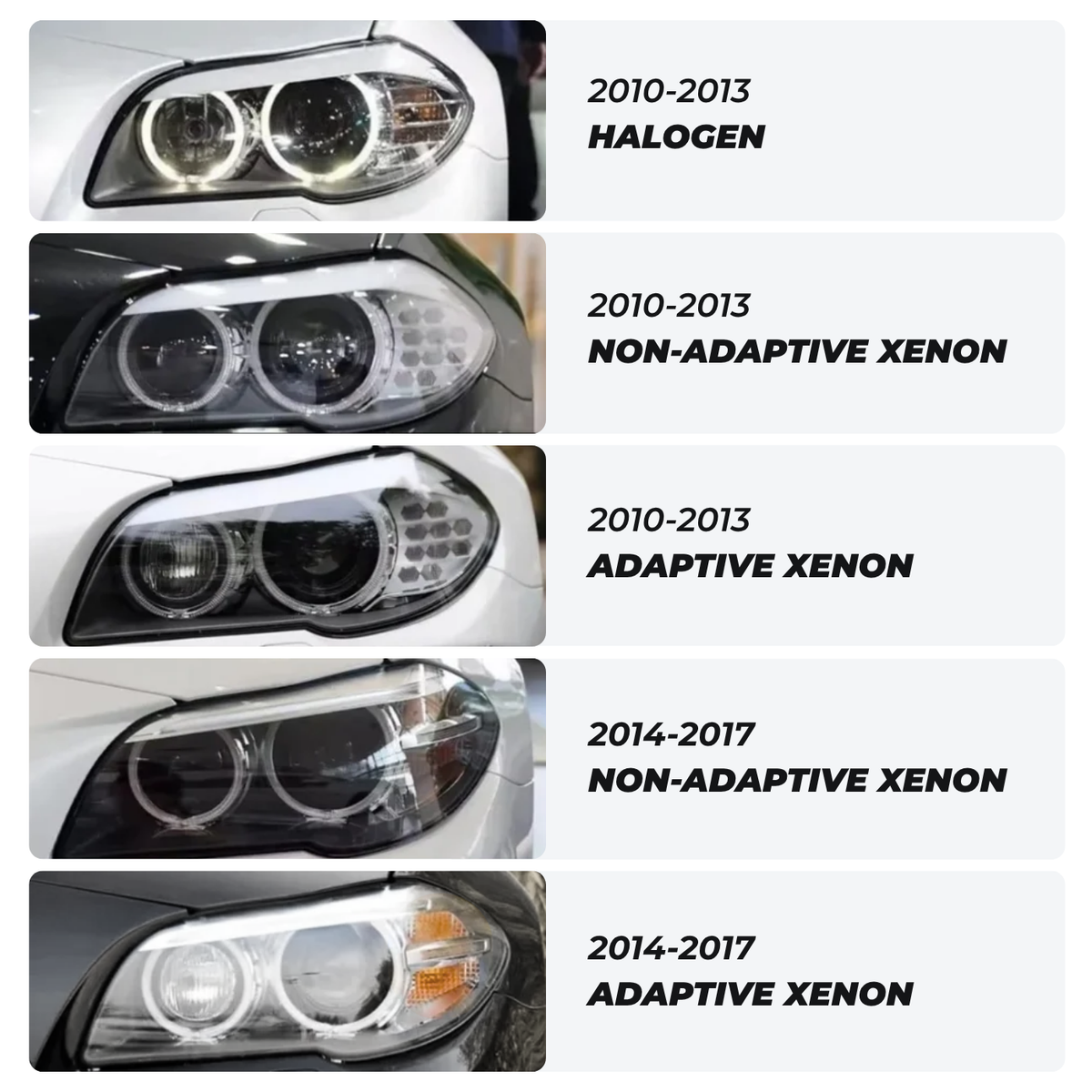 BMW F10/F11 5-sarja - Icon LED-ajovalot vaihdettavalla sävyllä
